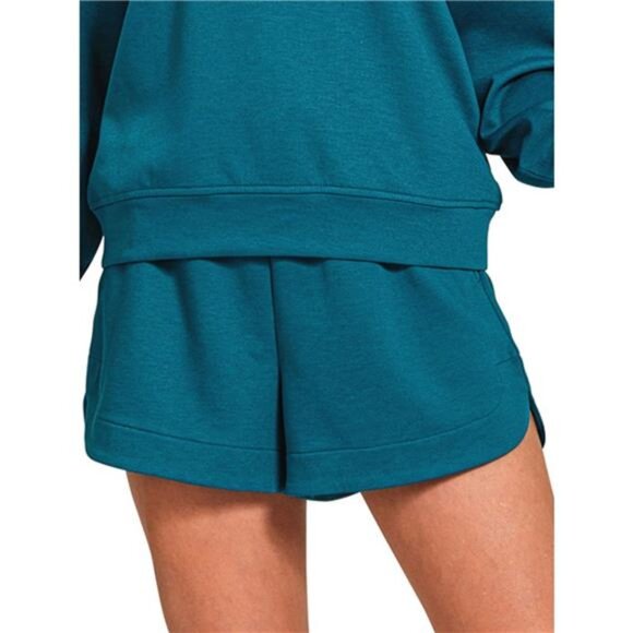 Zenana Scuba Long Sleeve Sweatshirt and Shorts Set - Picture 2 of 3